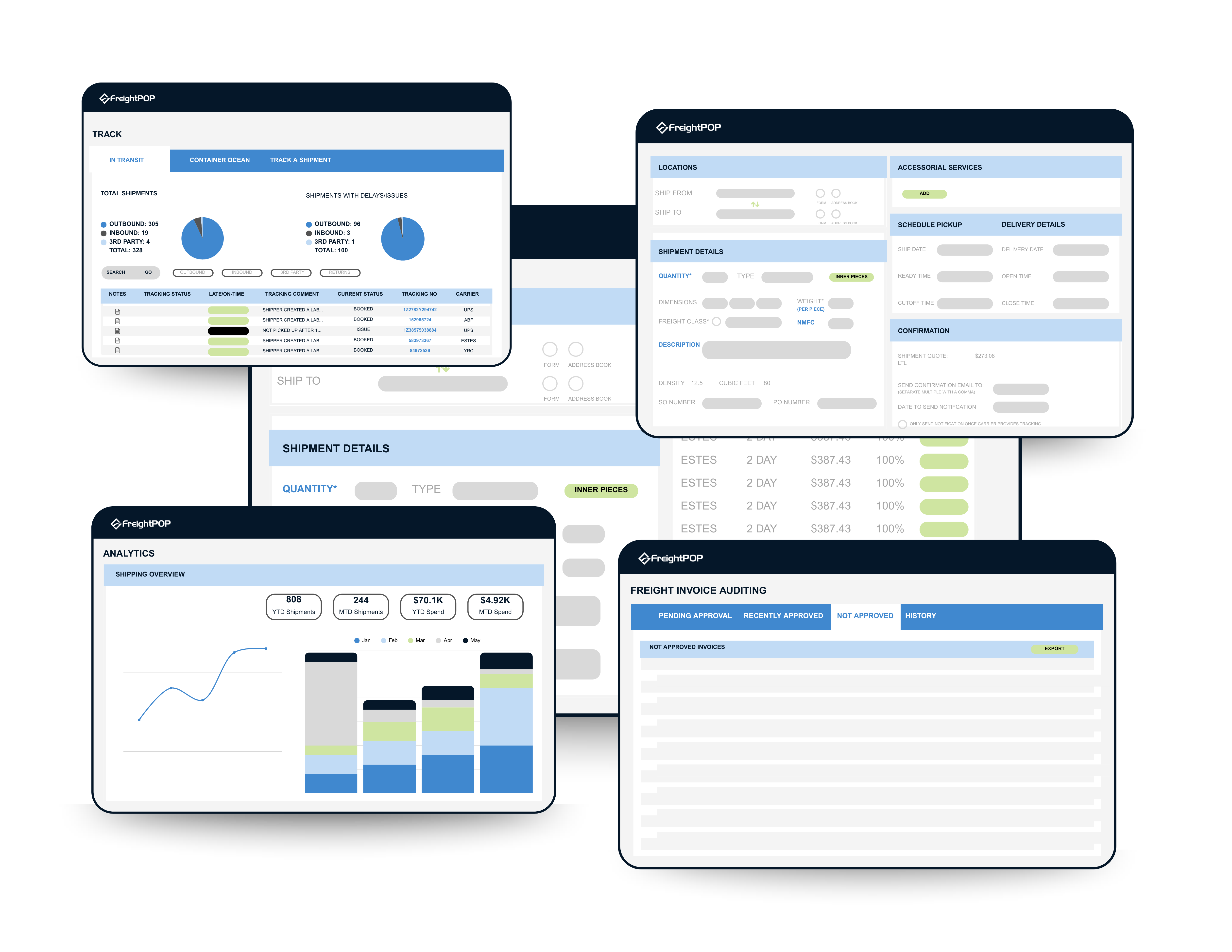 FreightPOP platform mockup
